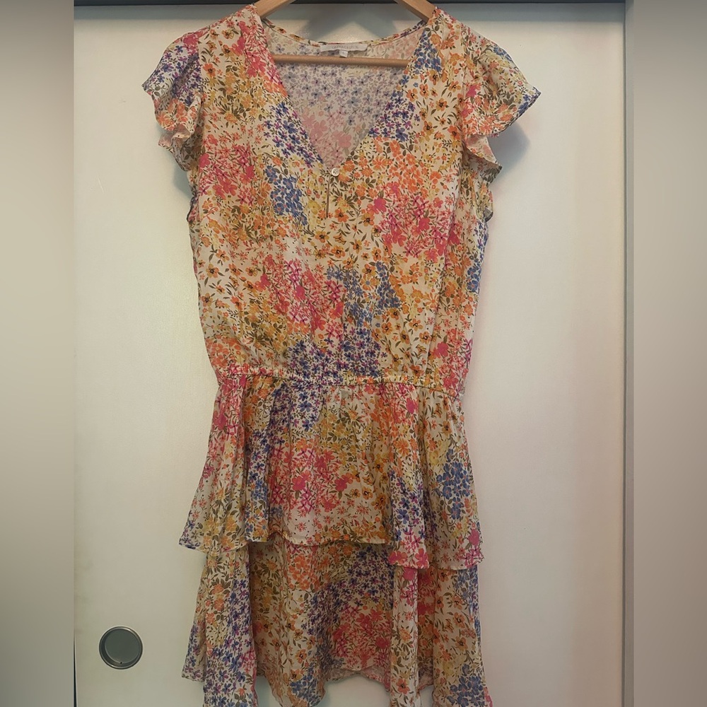 Olivaceous Peach and Cream Floral Dress